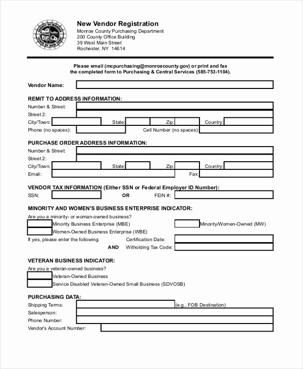 Vendor Setup form Template Luxury 8 Sample Vendor Application forms Sample Example format