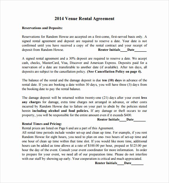 Venue Rental Agreement Template Elegant 21 Wedding Contract Samples