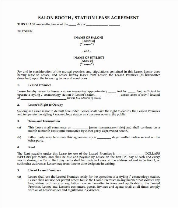 Venue Rental Agreement Template New 13 Sample Booth Rental Agreements