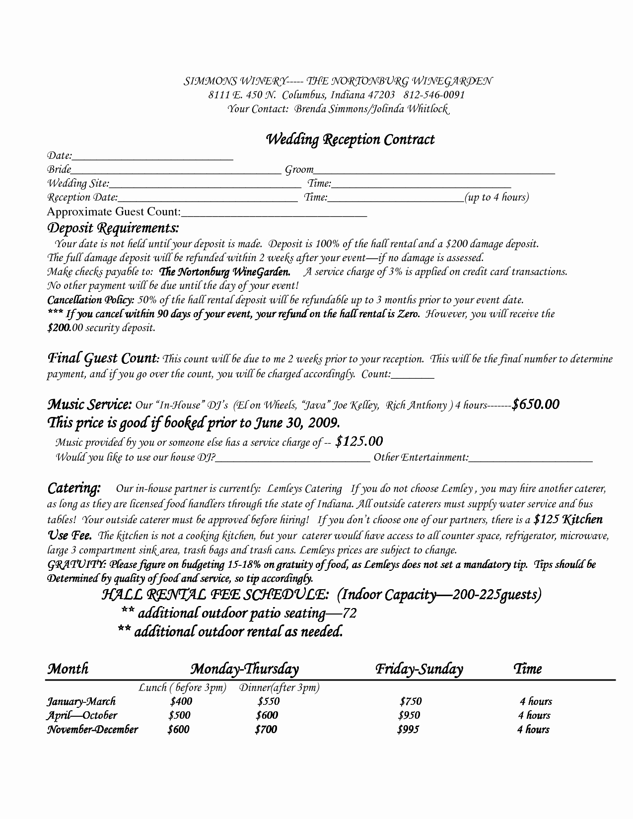 Venue Rental Agreement Template Unique Wedding Venue Contract Template – Emmamcintyrephotography