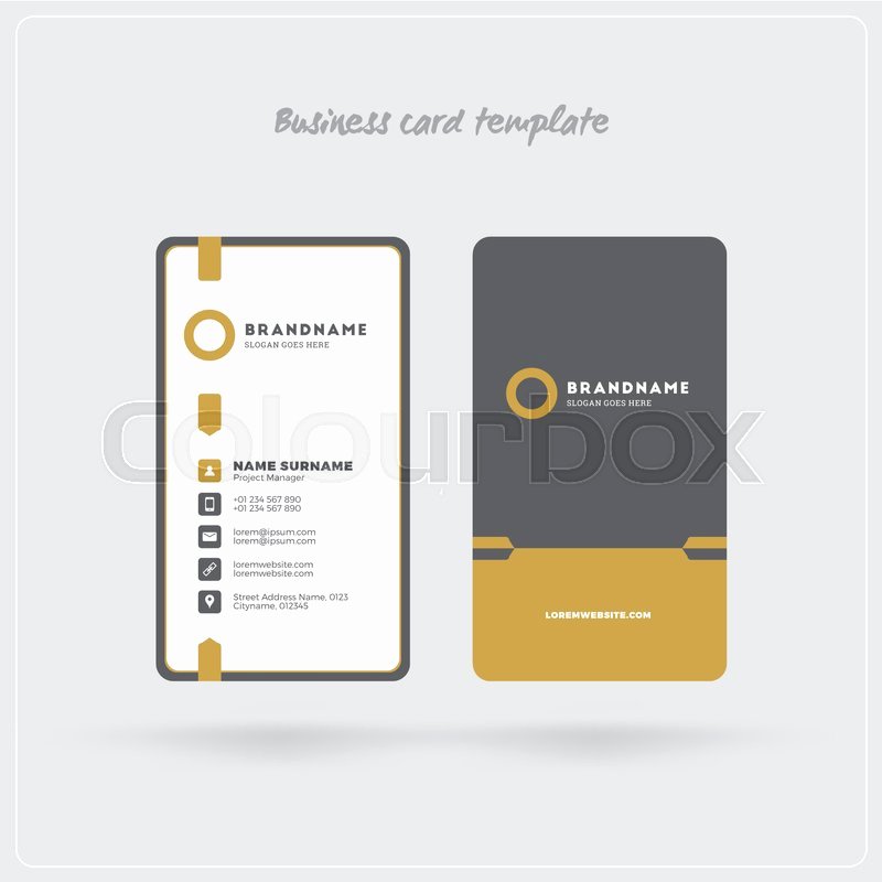 Vertical Postcard Layout Awesome Golden and Gray Vertical Business Card Print Template