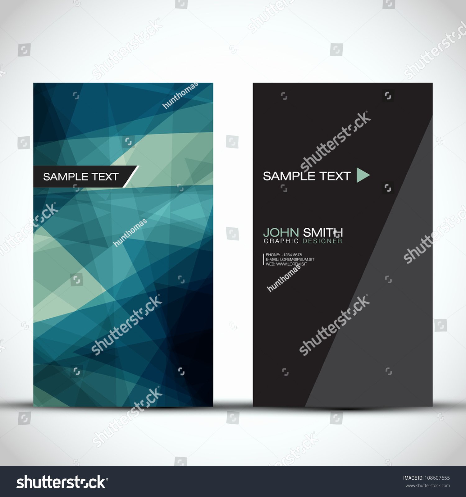 Vertical Postcard Layout Beautiful Blue Modern Vertical Business Card Set