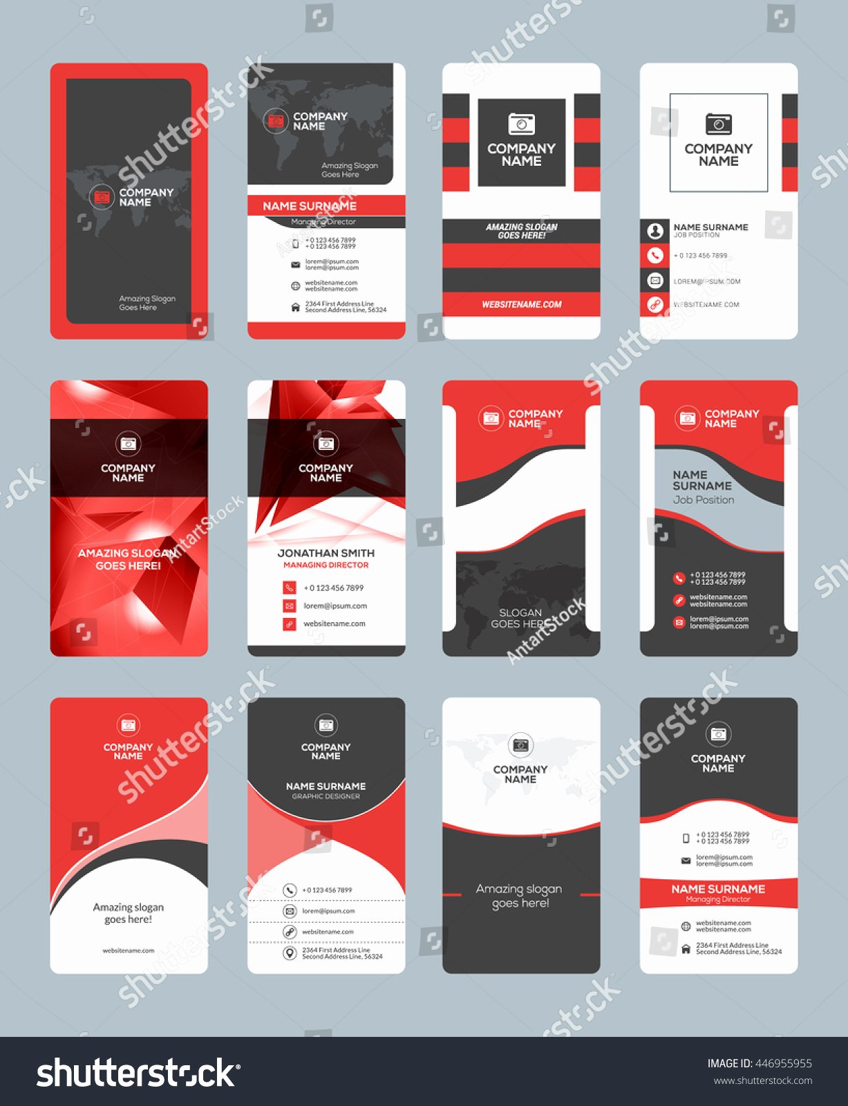 Vertical Postcard Layout Lovely Business Card Templates Stationery Design Vector Stock