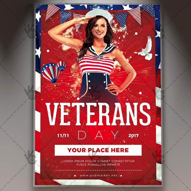 Veterans Day Flyer Template Free Unique Happy Veterans Day American Flyer Psd Template