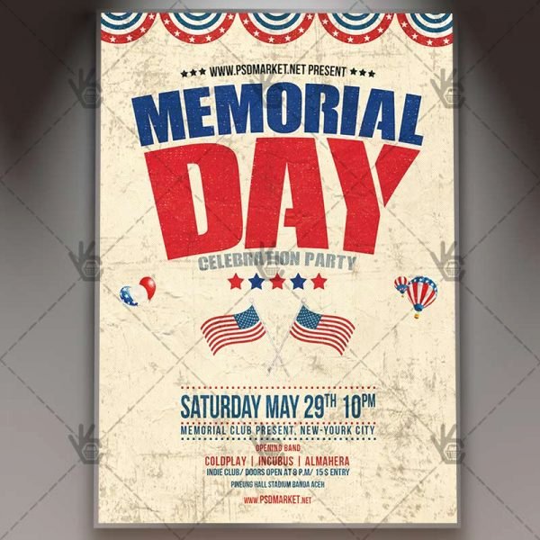 Veterans Day Flyer Templates Free Elegant Memorial Day Premium Flyer Psd Template