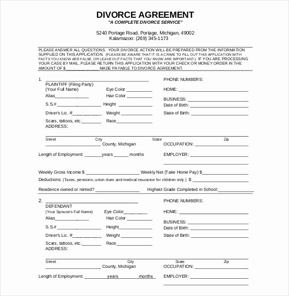 Virginia Separation Agreement Template Awesome Divorce Agreement Divorce Agreement Template