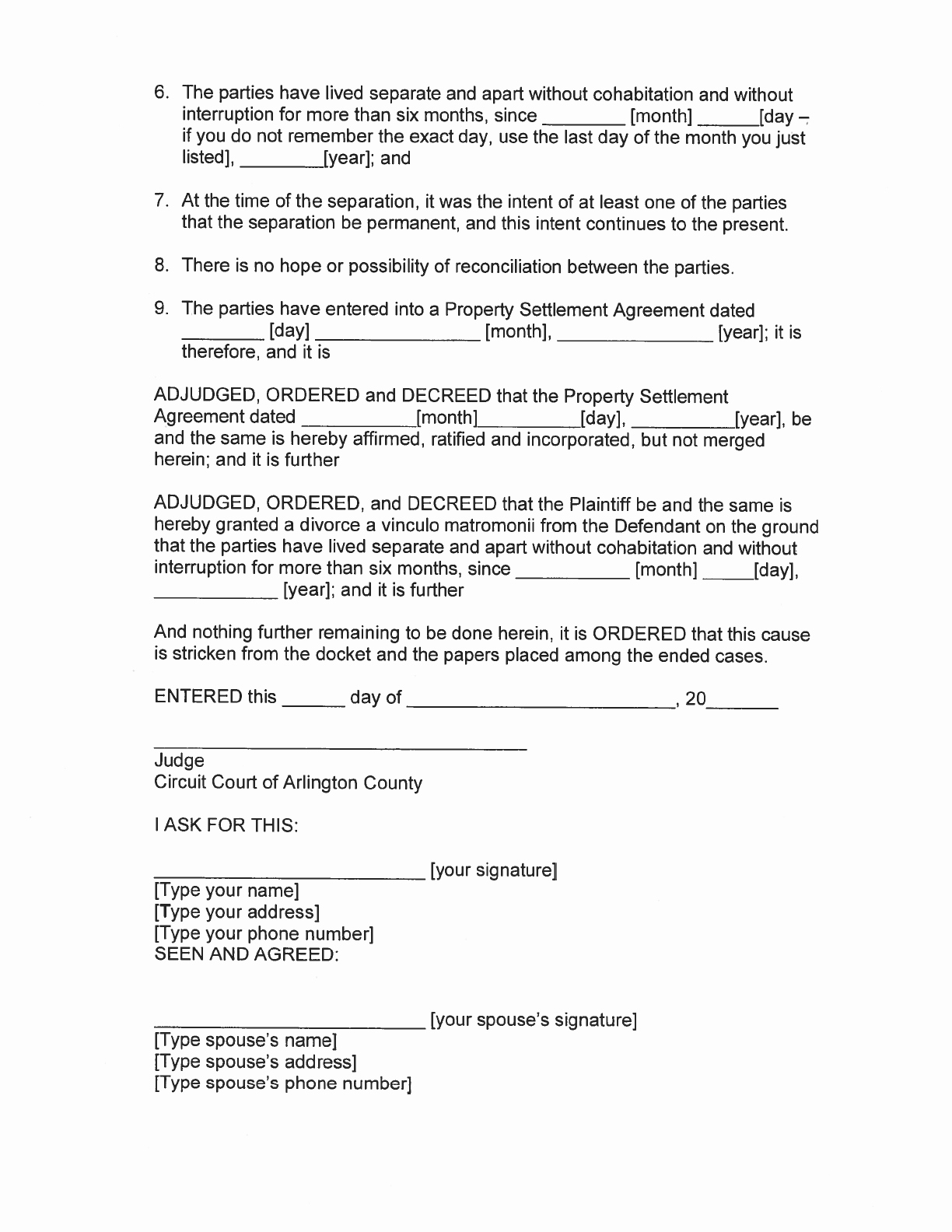 Virginia Separation Agreement Template Beautiful Download Virginia Separation Agreement Template for Free