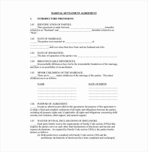 Virginia Separation Agreement Template New 12 Divorce Agreement Templates Pdf Doc