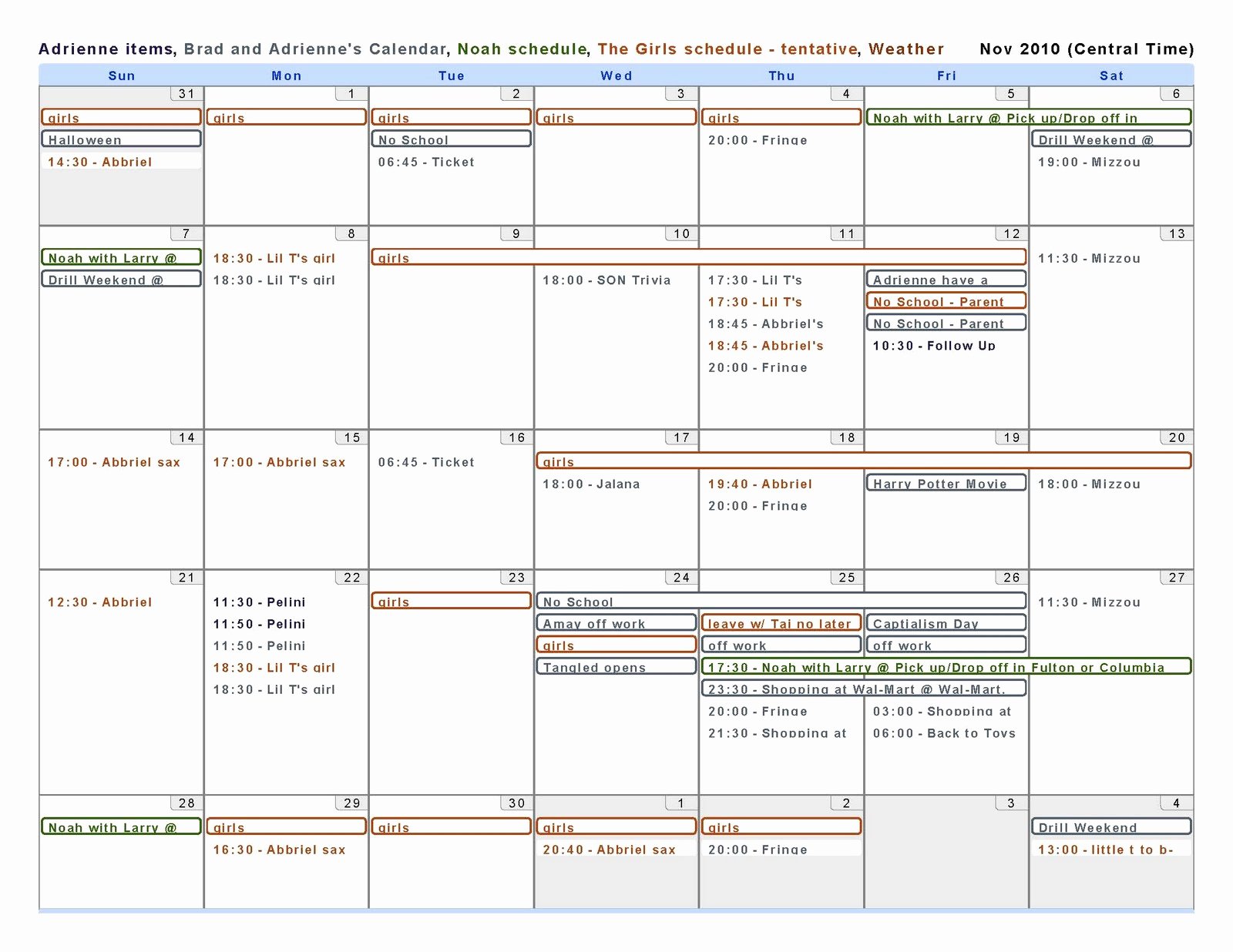 Visitation Schedule Template Inspirational Visitation Custody and Holiday Schedules