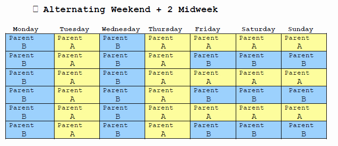 Visitation Schedule Template Unique Sample Florida Child Custody Schedules