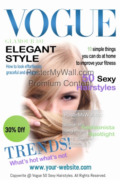 Vogue Magazine Cover Template Unique Vogue 50 Hairstyles Magazine Cover Template