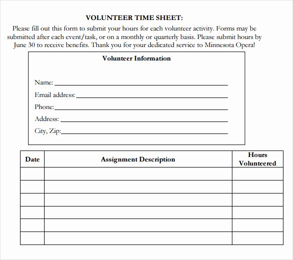 Volunteer Hour Log Template Awesome Volunteer Hour forms Template