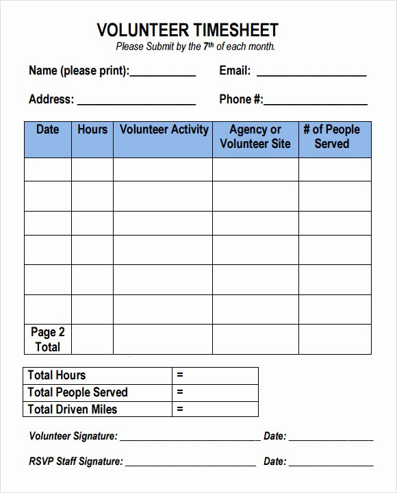 Volunteer Hour Log Template Beautiful Sample Volunteer Timesheet – 9 Example format