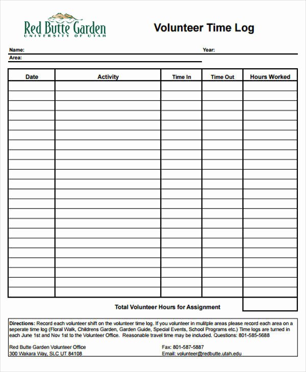 Volunteer Hour Log Template Best Of 24 Time Log Samples &amp; Templates