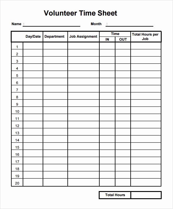 Volunteer Hour Log Template Elegant Blank Volunteer form