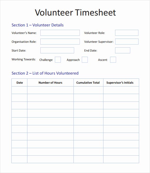 Volunteer Hour Log Template Fresh 15 Sample Volunteer Timesheet Templates – Pdf Word