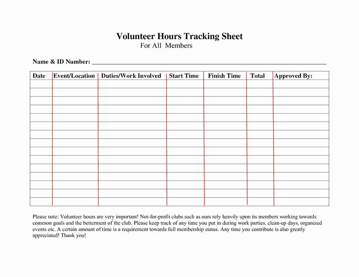 Volunteer Hour Log Template Inspirational Volunteer Hours Log Sheet Template forms