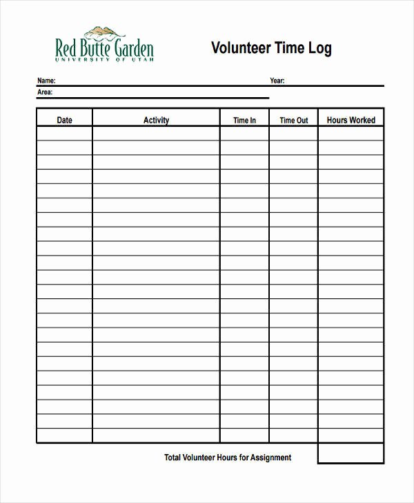 Volunteer Hour Log Template Lovely 34 Sample Log Templates