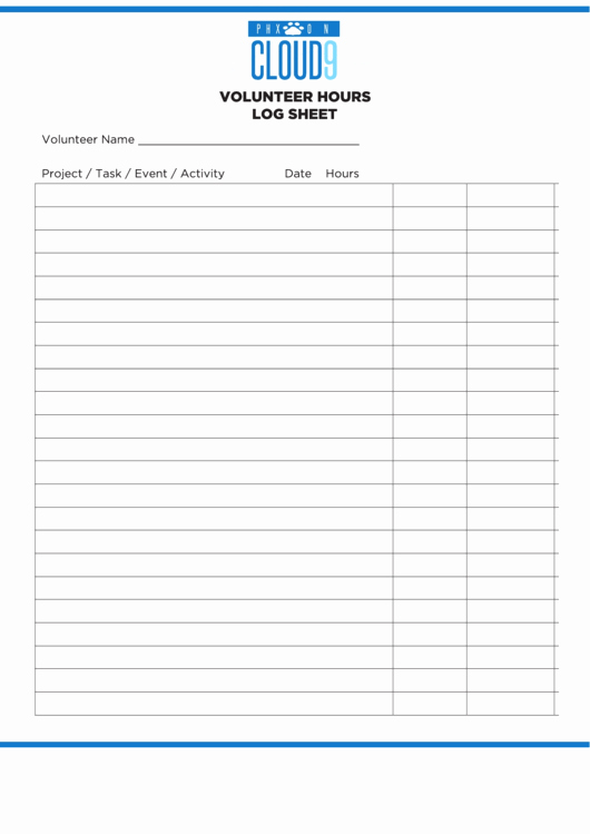 Volunteer Hour Log Template Luxury Volunteer Hours Log Sheet Template Printable Pdf