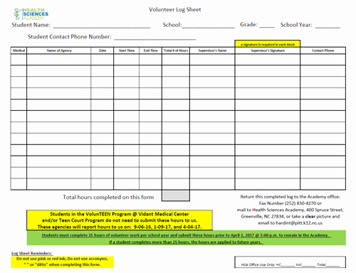 Volunteer Hour Log Template Unique Volunteer Hours form Olalaopx