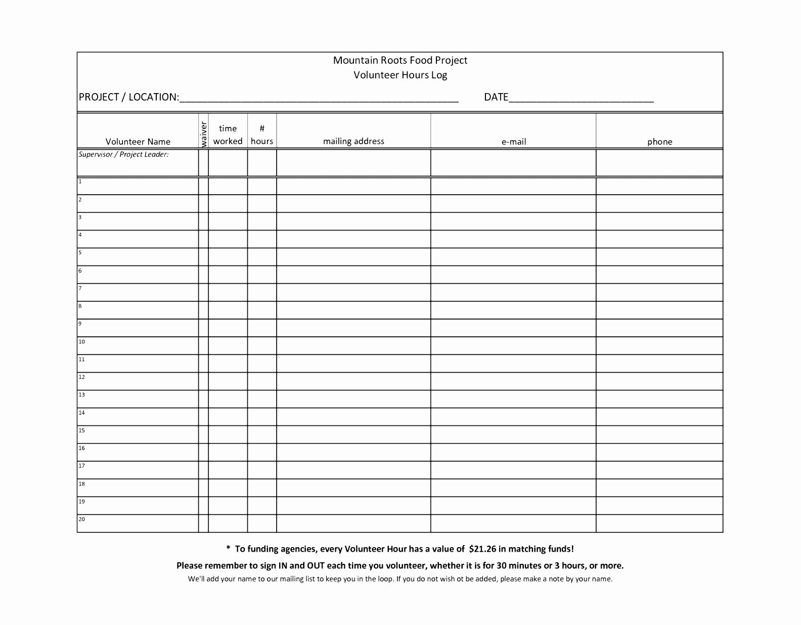 Volunteer Hours Log Template Beautiful 8 Munity Service Log Sheet Template Weipr