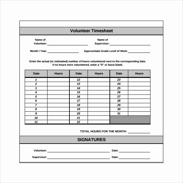 Volunteer Hours Log Template Lovely 15 Useful Sample Volunteer Timesheet Templates to Download