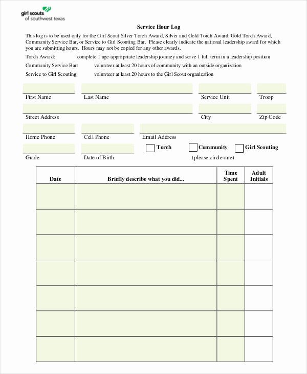 Volunteer Hours Log Template Luxury 32 Free Log Templates