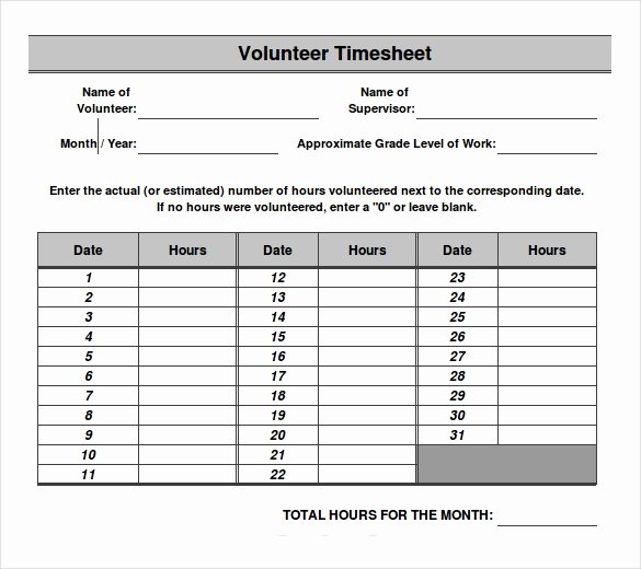 Volunteer Hours Log Template Unique 18 Volunteer Timesheet Templates – Free Sample Example