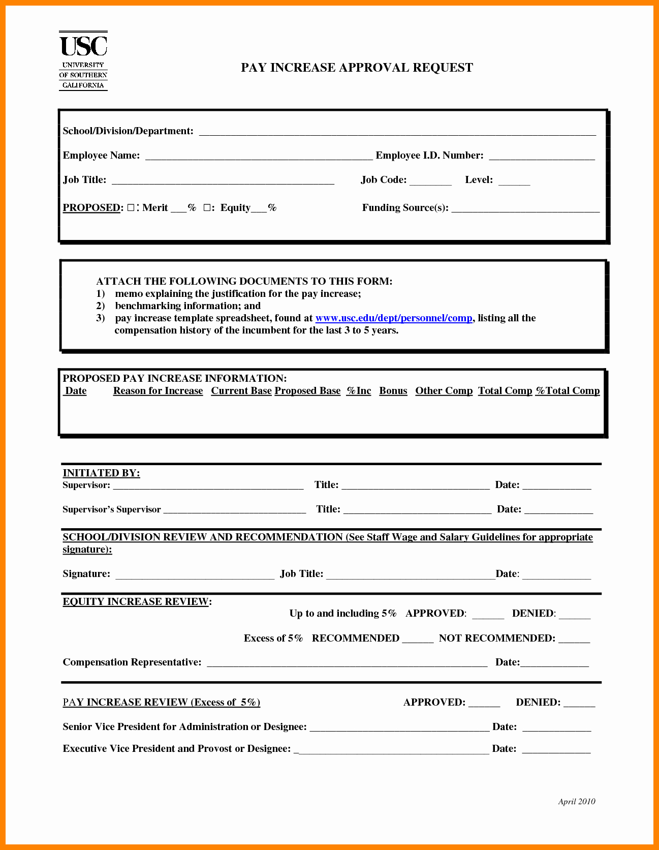 Wage Increase form Beautiful 7 Salary Change form Template