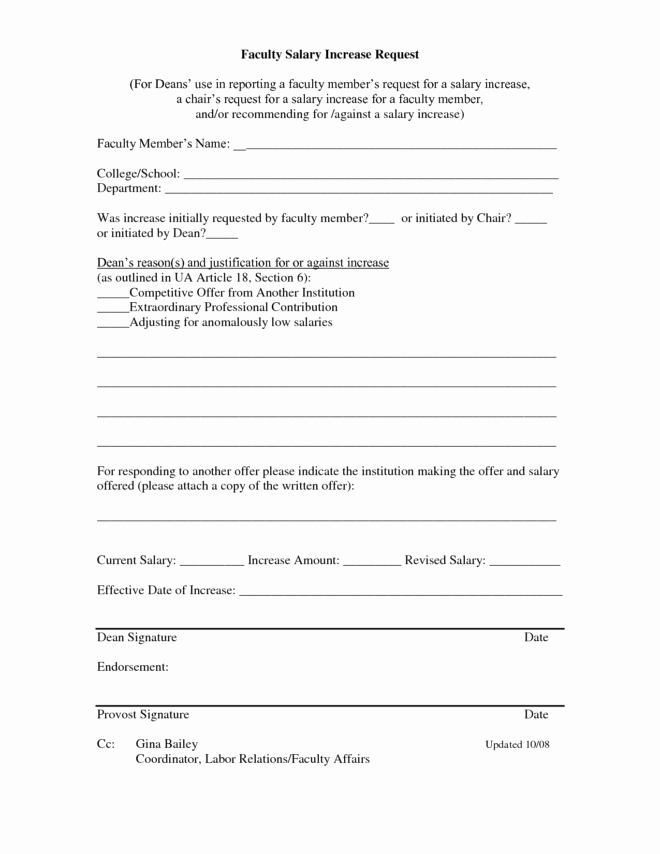 Wage Increase form Best Of Printable Faculty Salary Adjustment Pay form by Stariya