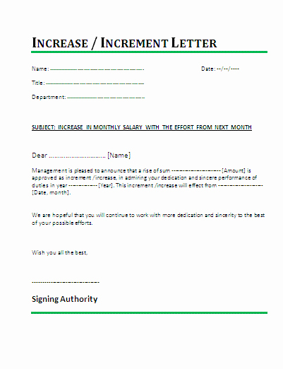 Wage Increase form Inspirational A Salary Increment Letter Template is Generally A Summary