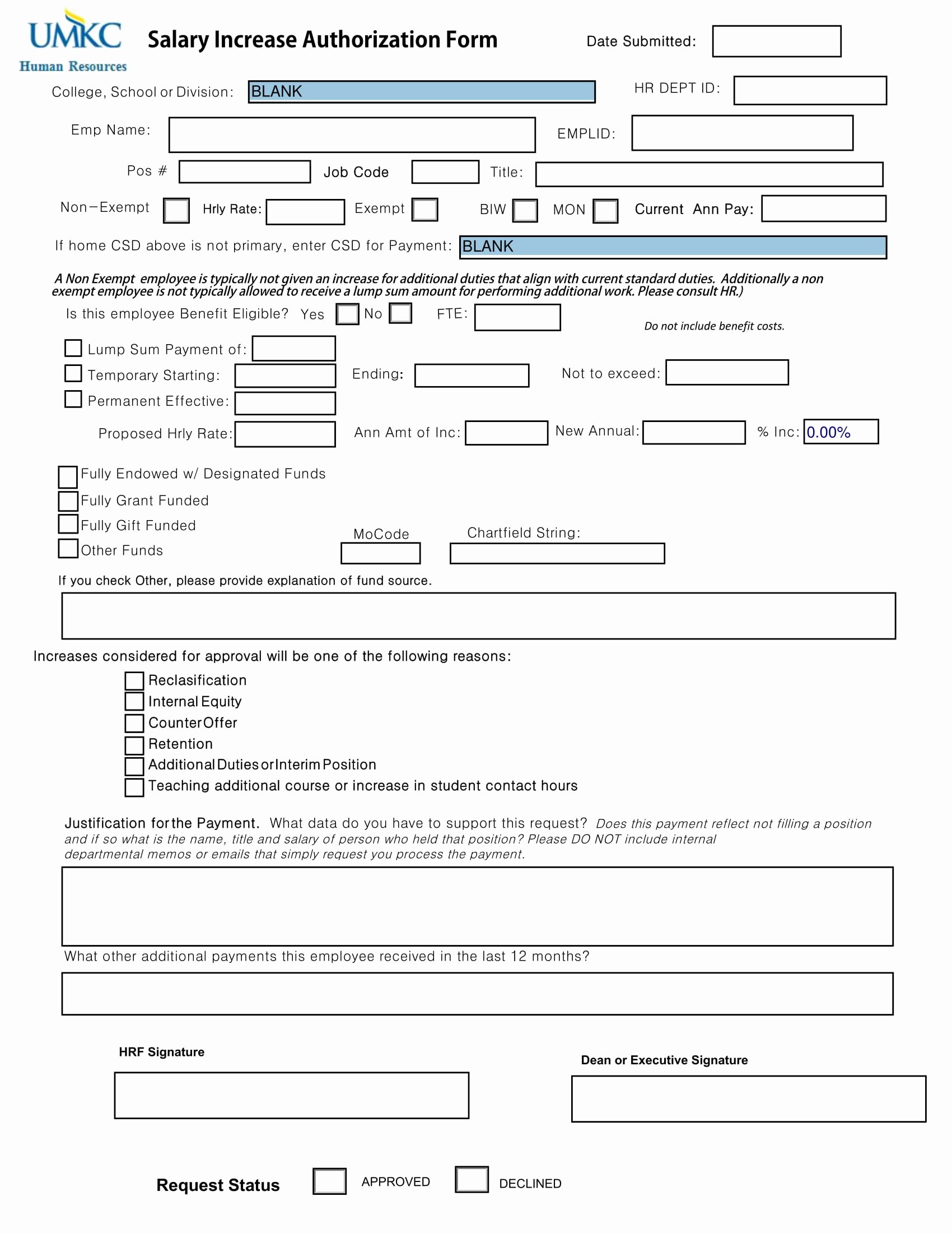 Wage Increase form Luxury 7 Employee Pay Increase form