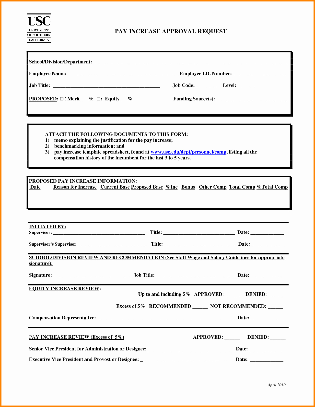 Wage Increase form Unique 6 Salary Re Mendation form