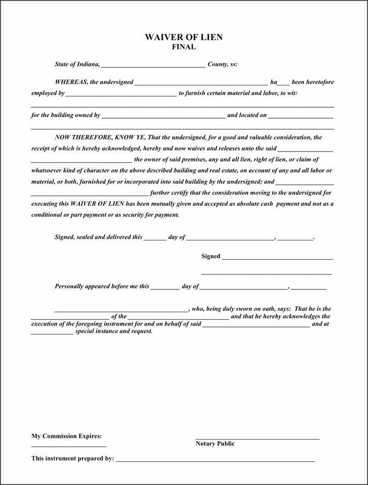 Waiver Template Word Elegant 5 Final Lien Release Templates Word Excel Templates