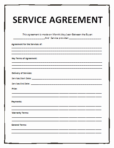Waiver Template Word Fresh Service Agreement Template