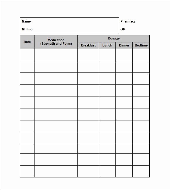 Wallet Card Template Excel Elegant 8 Medication Card Templates Doc Pdf