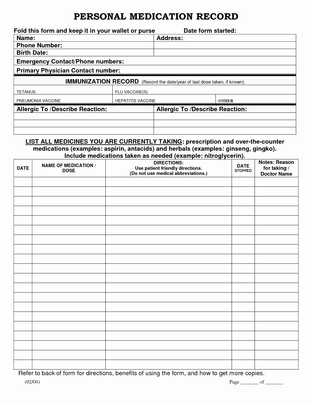 Wallet Card Template Excel New 6 Best Of Medication List for Medical Charts