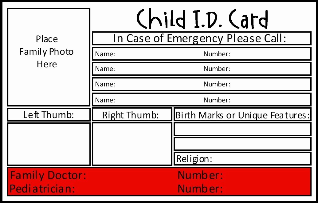 Wallet Card Template Free Inspirational Child Id Card Template Invitation Template