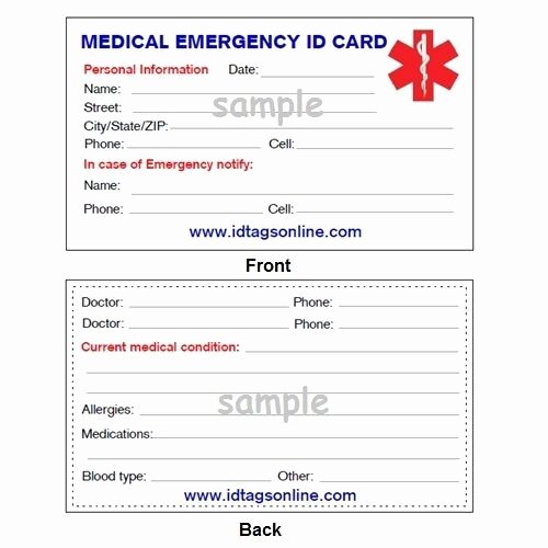 Wallet Card Template Free Luxury Medical Emergency Wallet Card for Medical Alert Id