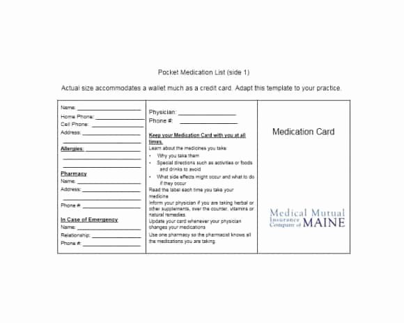 Wallet Card Template Word Awesome 58 Medication List Templates for Any Patient [word Excel