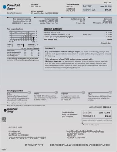 Water Bill Template Best Of Centerpoint Provider Energy Electric Houston Texas