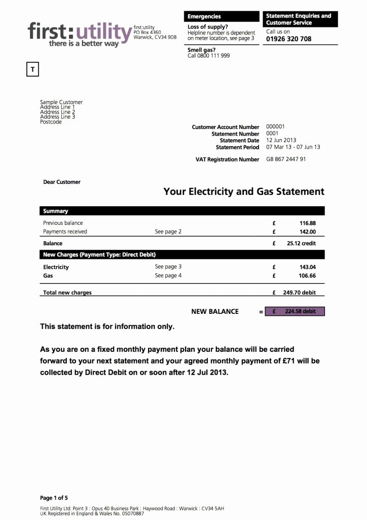 Water Bill Template Inspirational First Utility Bill Explained Myutilitygenius