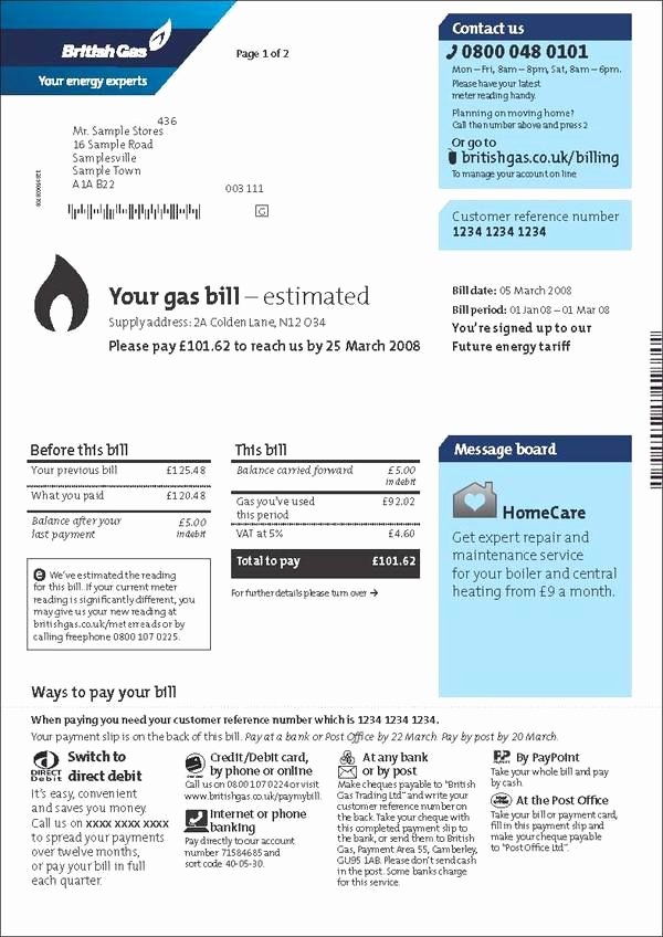 Water Bill Template Lovely British Gas Customer Bills and Statements by Lucy Hamlet