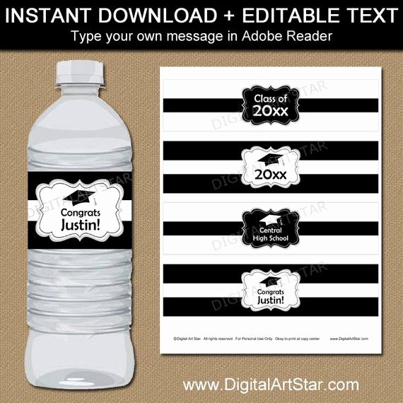 Water Bottle Templates Free Best Of Black and White Graduation Water Bottle Label Template High