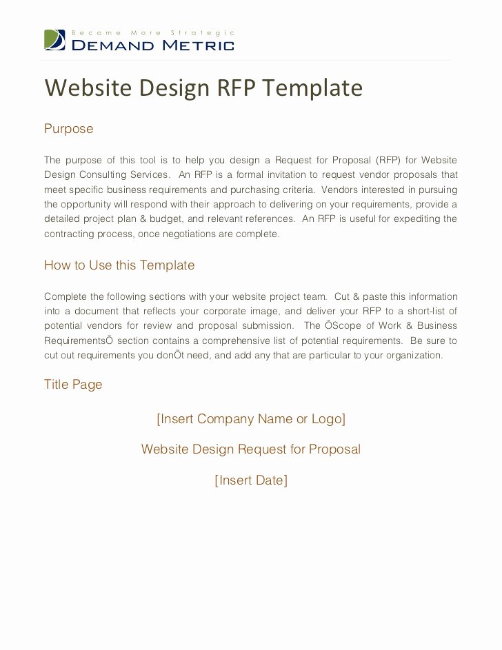 Web Design Proposal Sample Doc Awesome Website Design Rfp Template