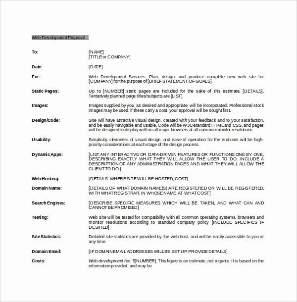 Web Design Proposal Sample Doc Beautiful Sample Web Design Proposal Template 8 Free Documents In