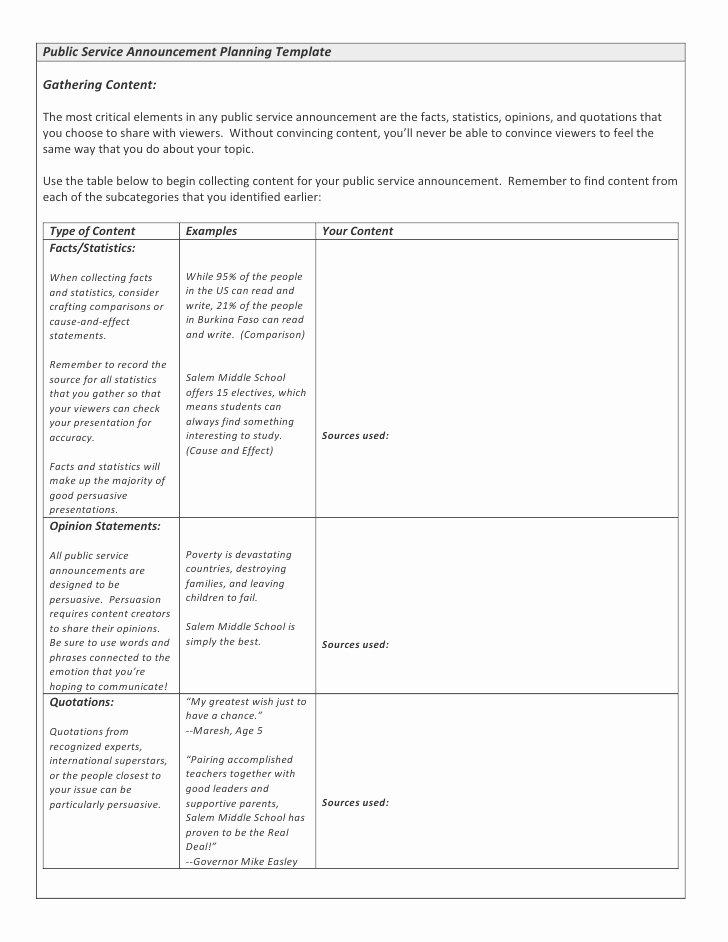 Website Content Outline Template Awesome Psa Planning Template