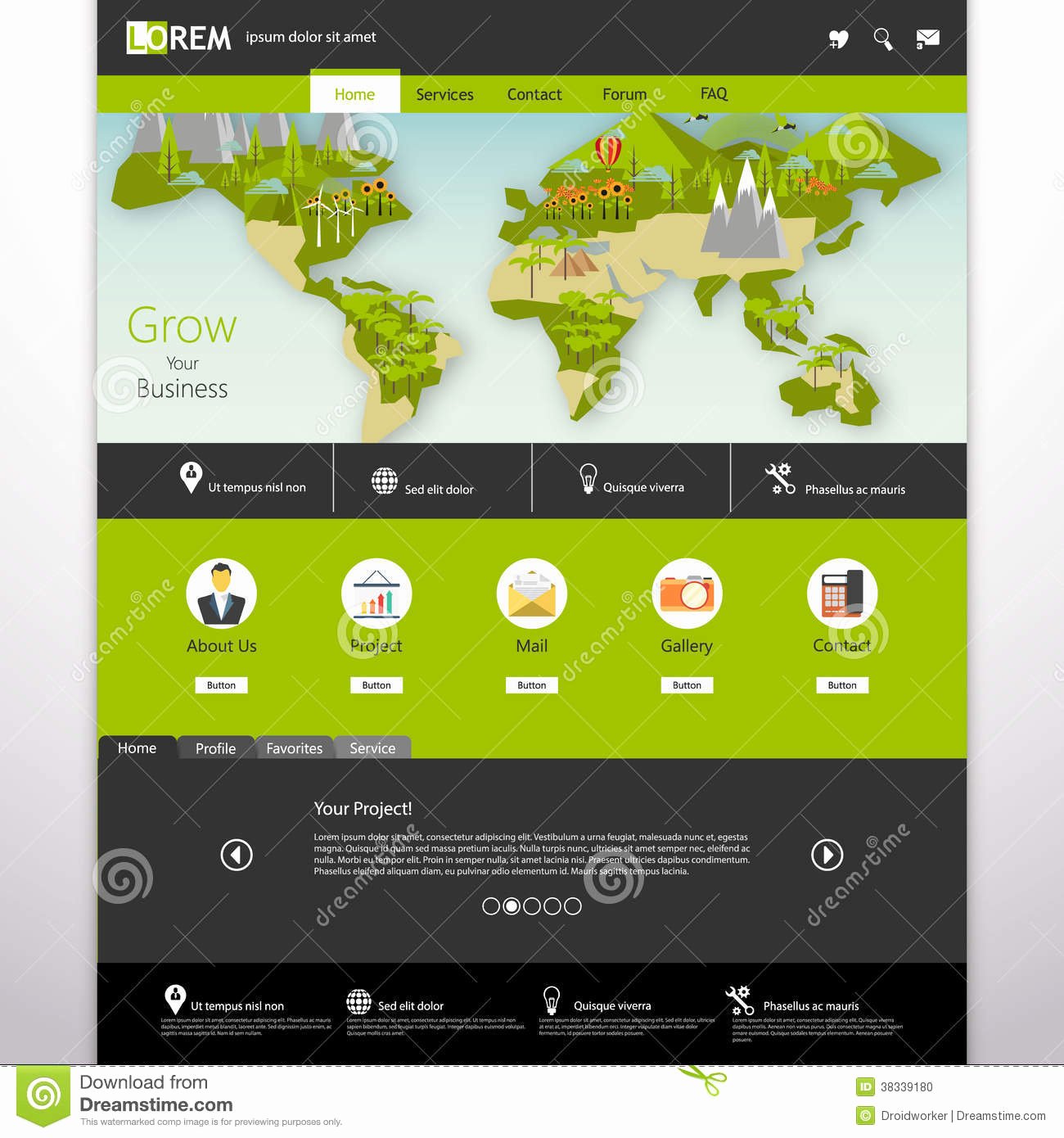 Website Map Template New Modern Eco Website Template with Flat Eco Earth Map