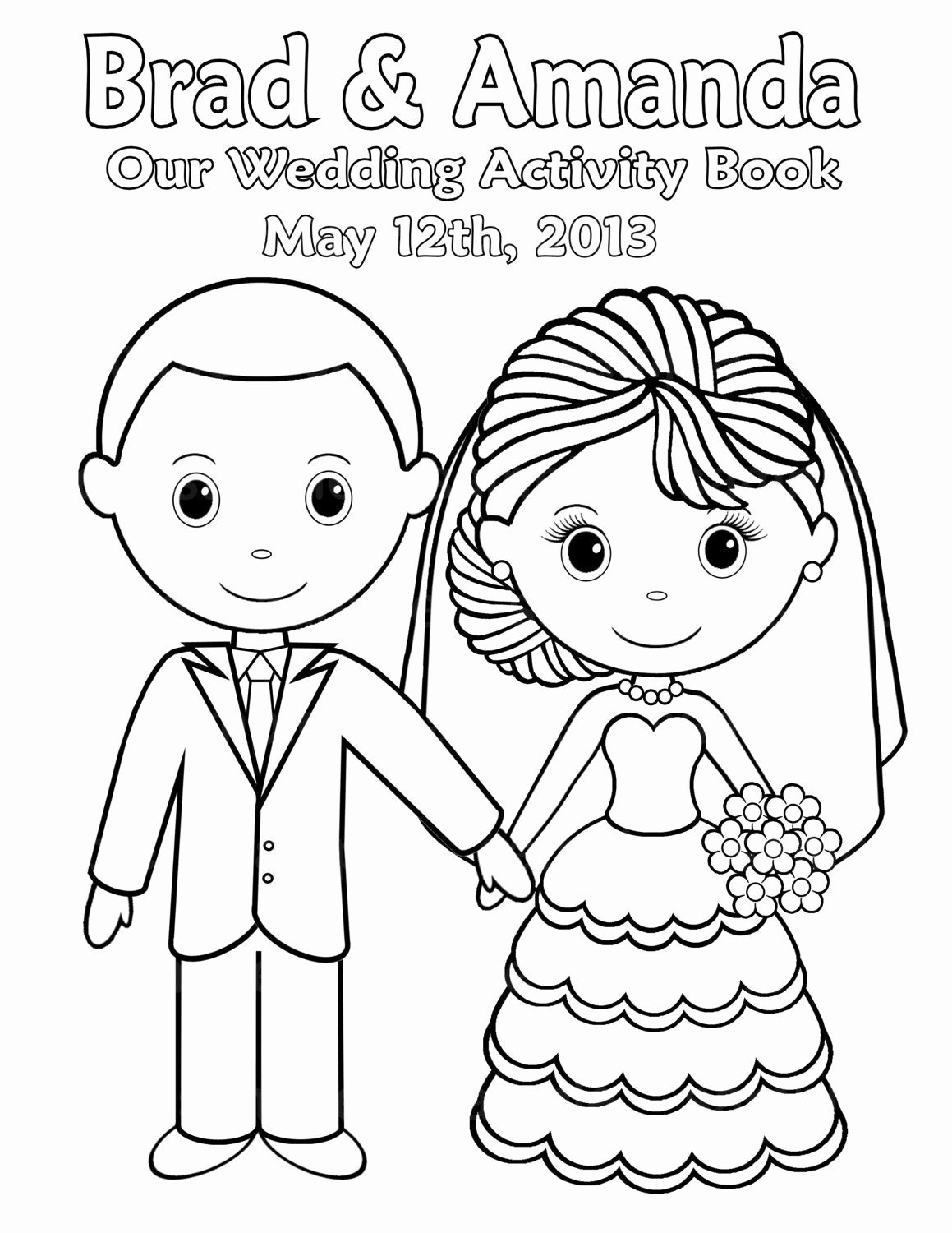 Wedding Coloring Book Templates Unique Printable Personalized Wedding Coloring Activity Book