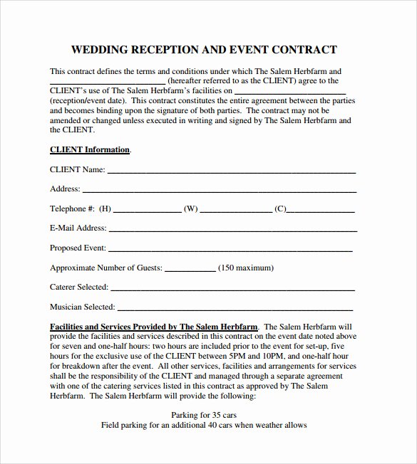 Wedding Coordinator Contract Beautiful event Contract Template 25 Download Documents In Pdf